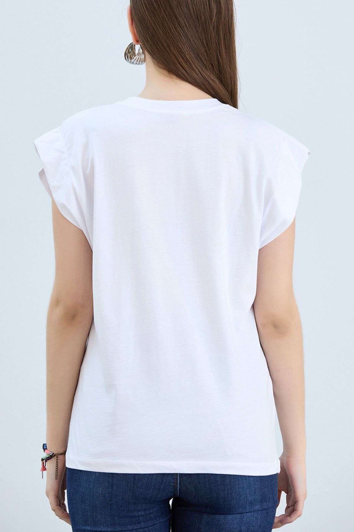 Kadın Vatka Görünümlü Basic Bisiklet Yaka Örme T-Shirt