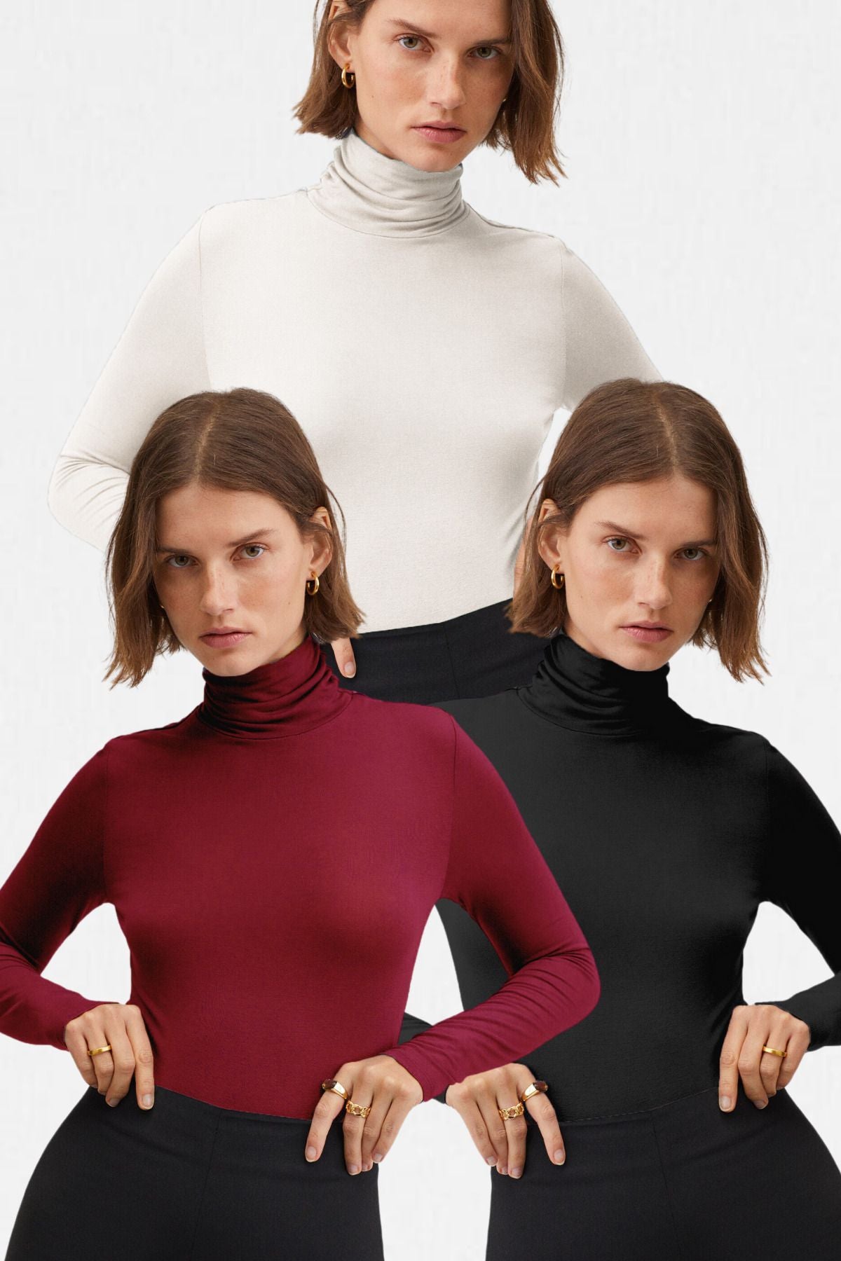 Kadın 3'lü Balıkçı Yaka Ultra Soft Bluz