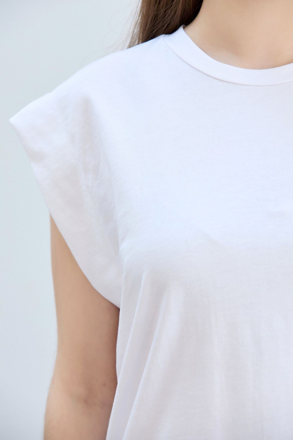 Kadın Vatka Görünümlü Basic Bisiklet Yaka Örme T-Shirt