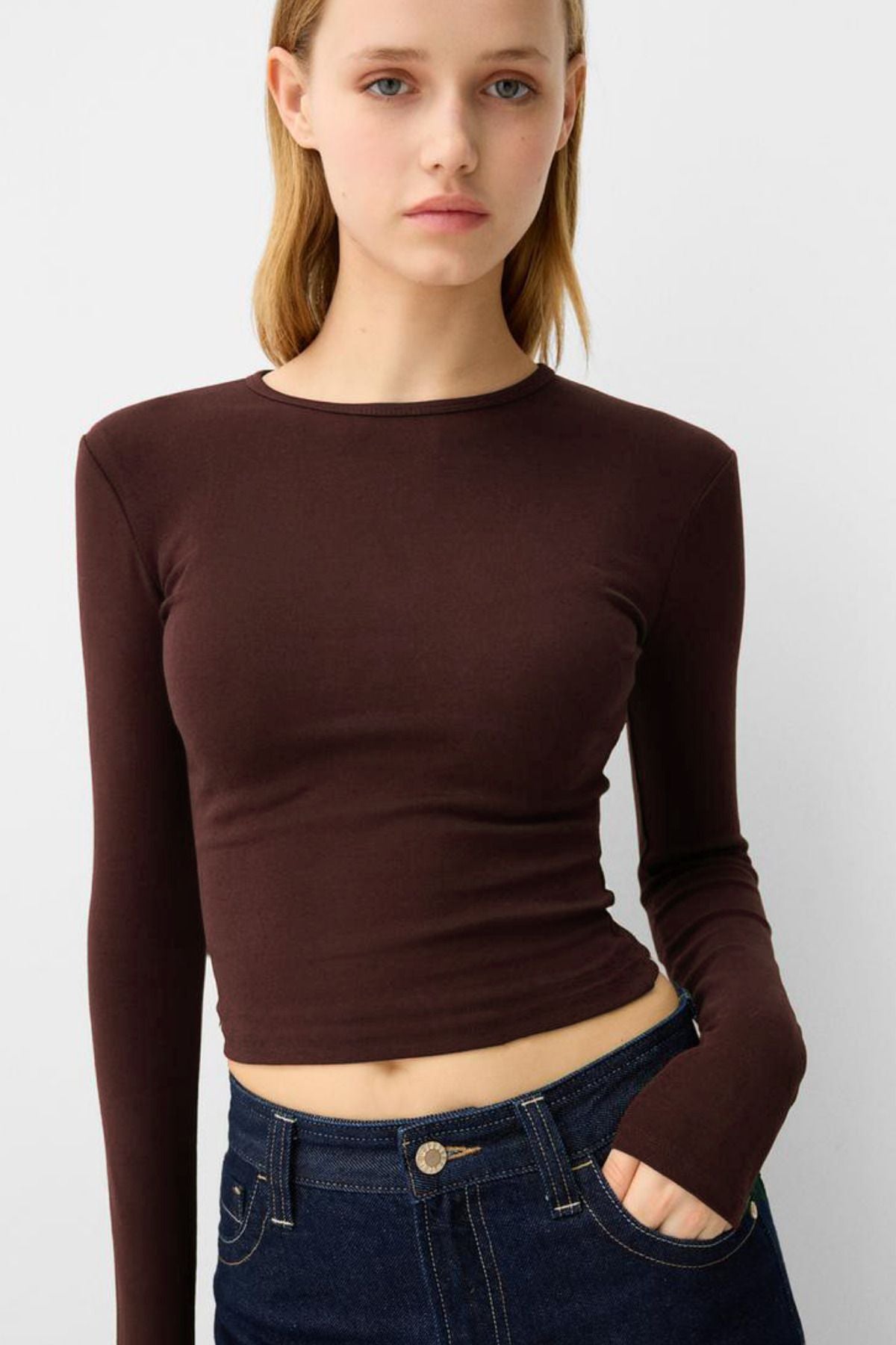 Kadın Bisiklet Yaka Basic Ultra Soft %100 Pamuk Uzun Kol Body