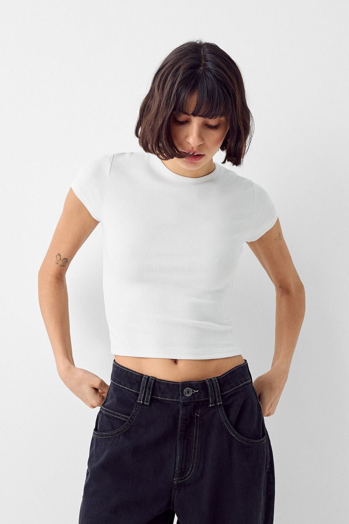 Kadın Bisiklet Yaka Basic Ultra Soft %100 Pamuk Kısa Kol Body