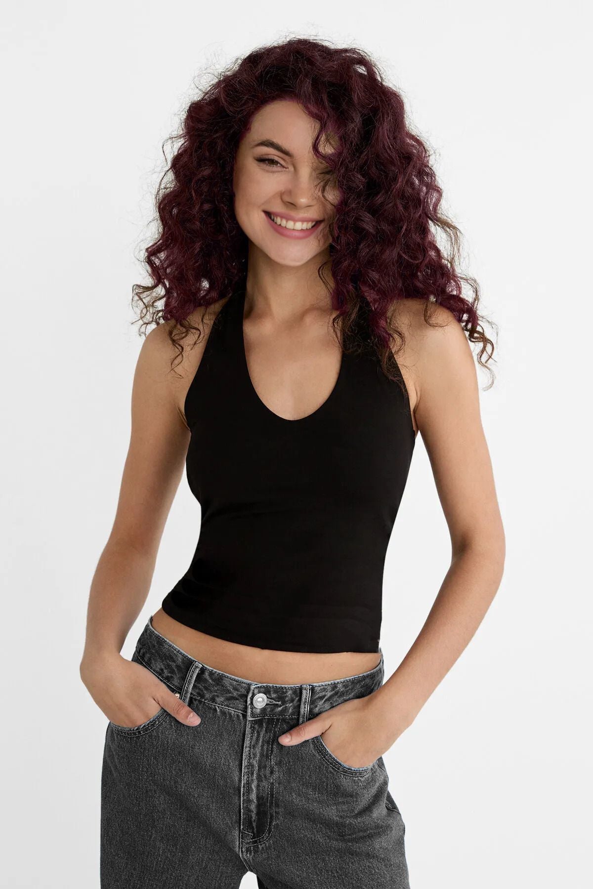 Kadın Halter Yaka Crop Top Body