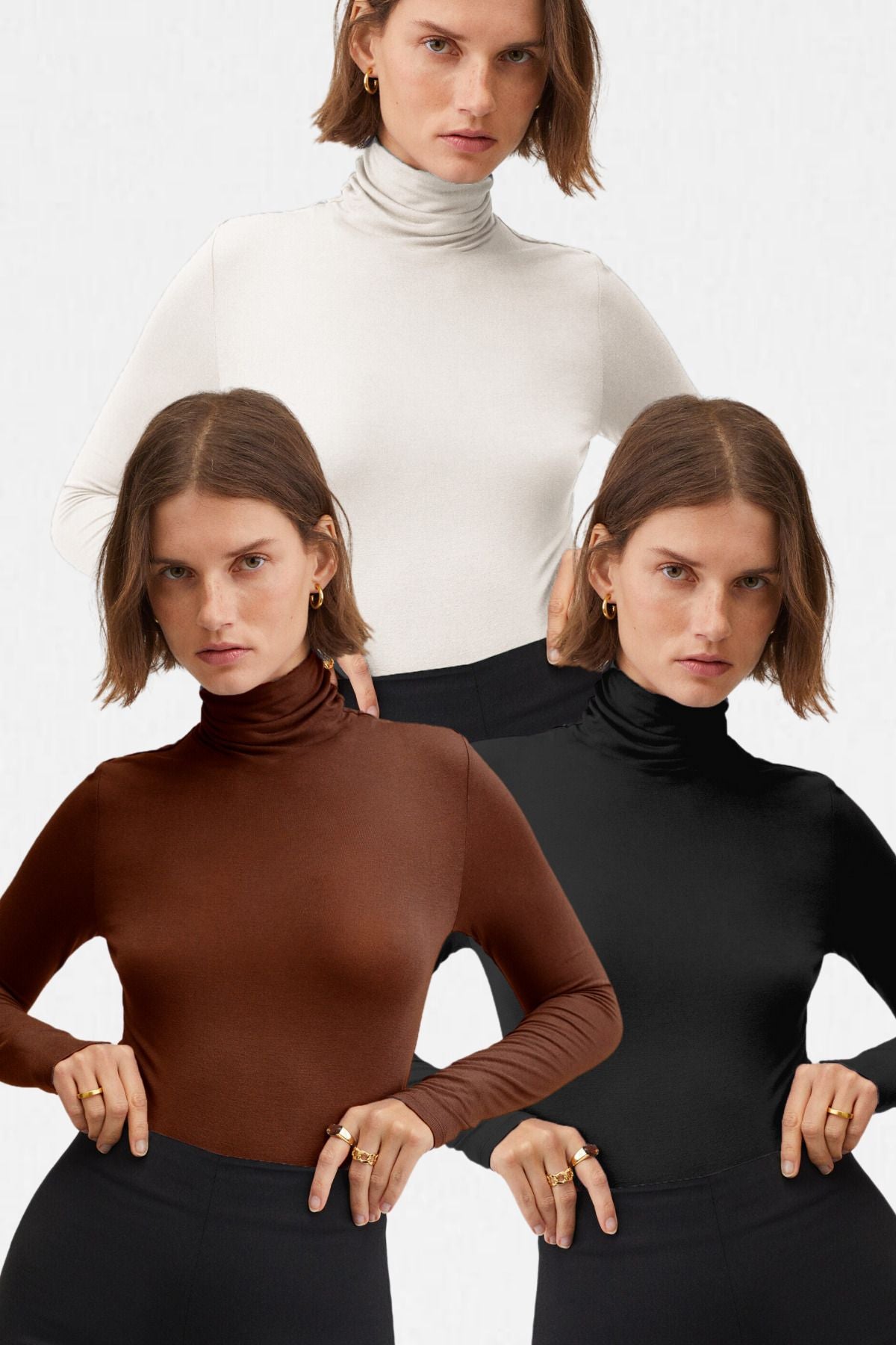 Kadın 3'lü Balıkçı Yaka Ultra Soft Bluz