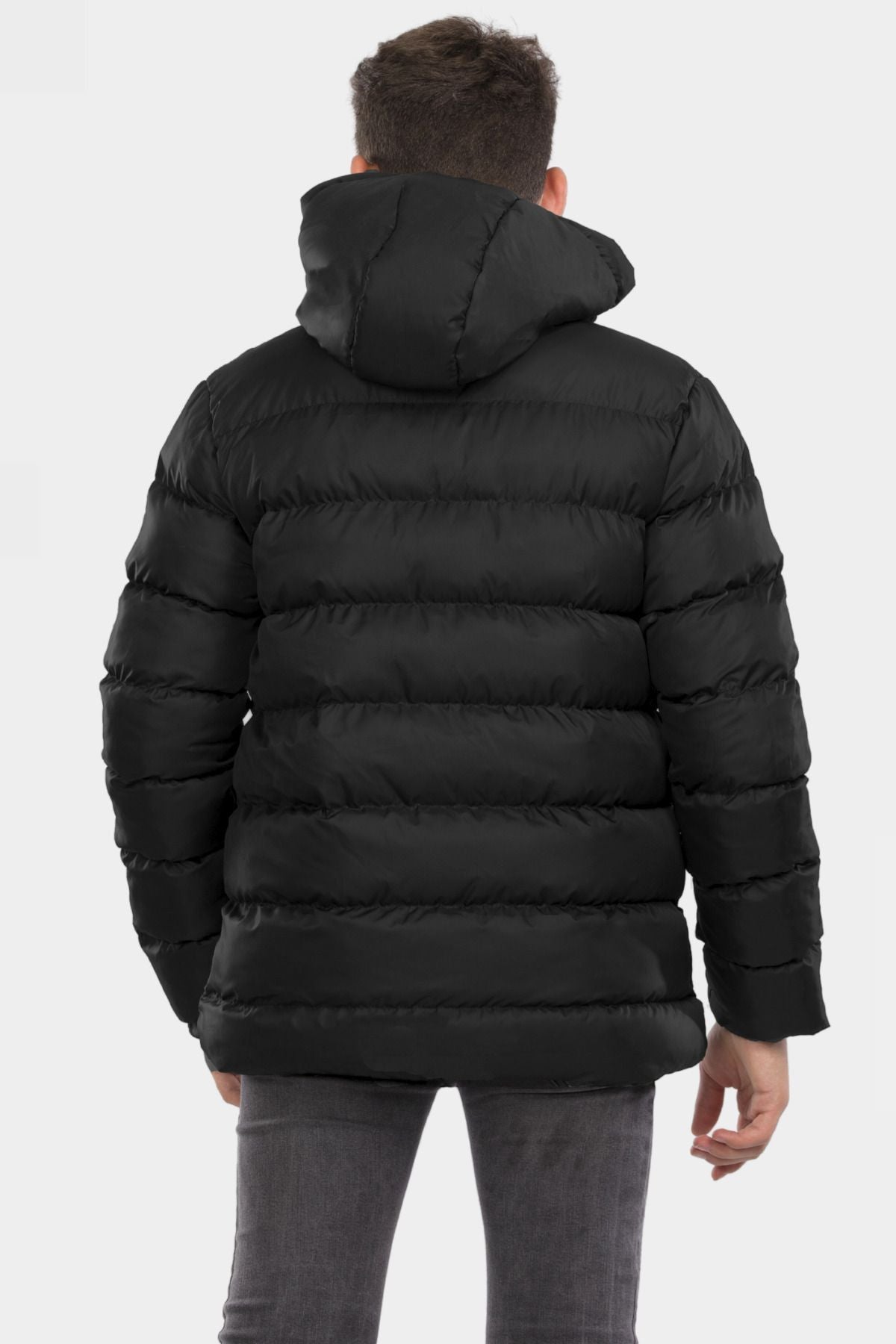 Erkek Çocuk Antrasit Içi Polarlı Kürklü Su Geçirmez Kışlık Kalın Kapüşonlu Mont