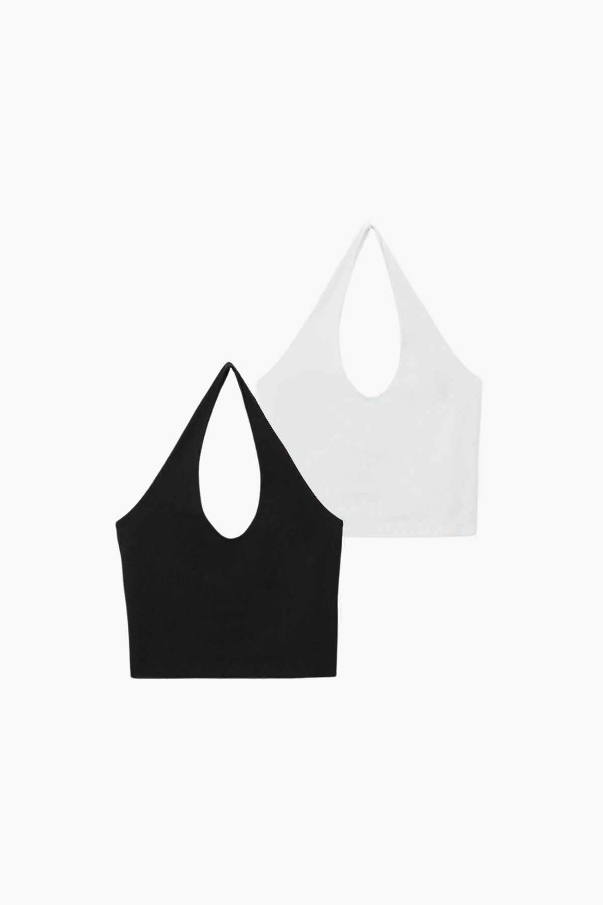 Kadın 2'li Halter Yaka Crop Top Body
