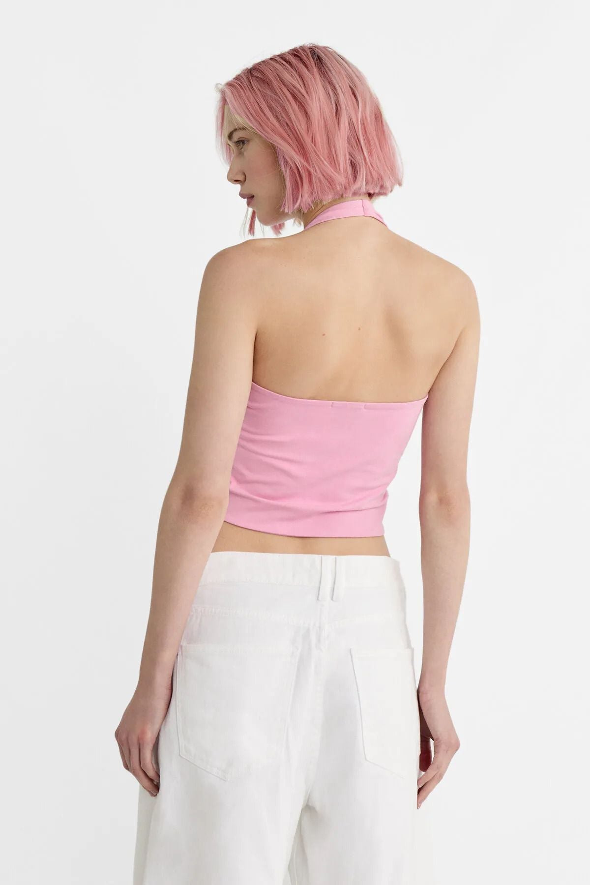 Kadın 2'li Halter Yaka Crop Top Body
