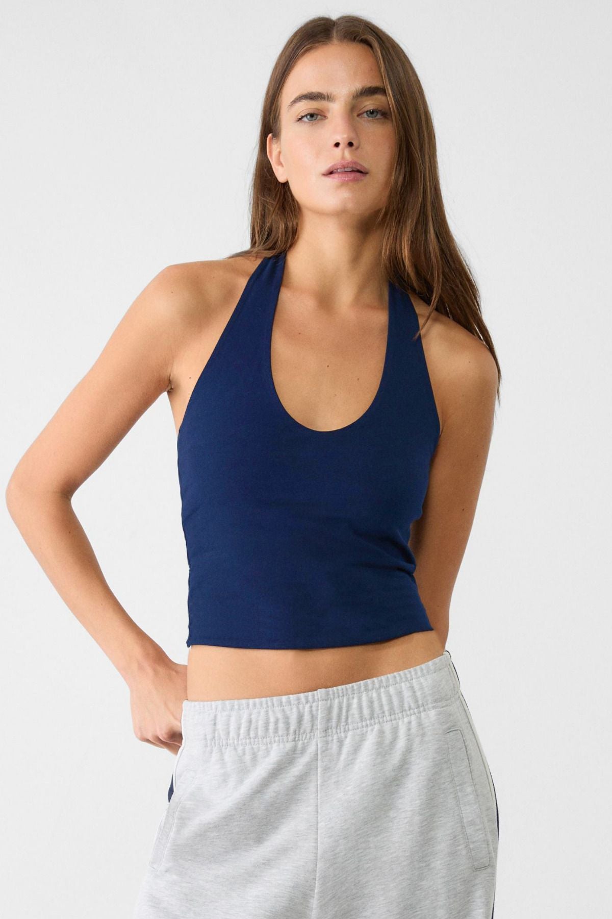 Kadın Halter Yaka Crop Top Body