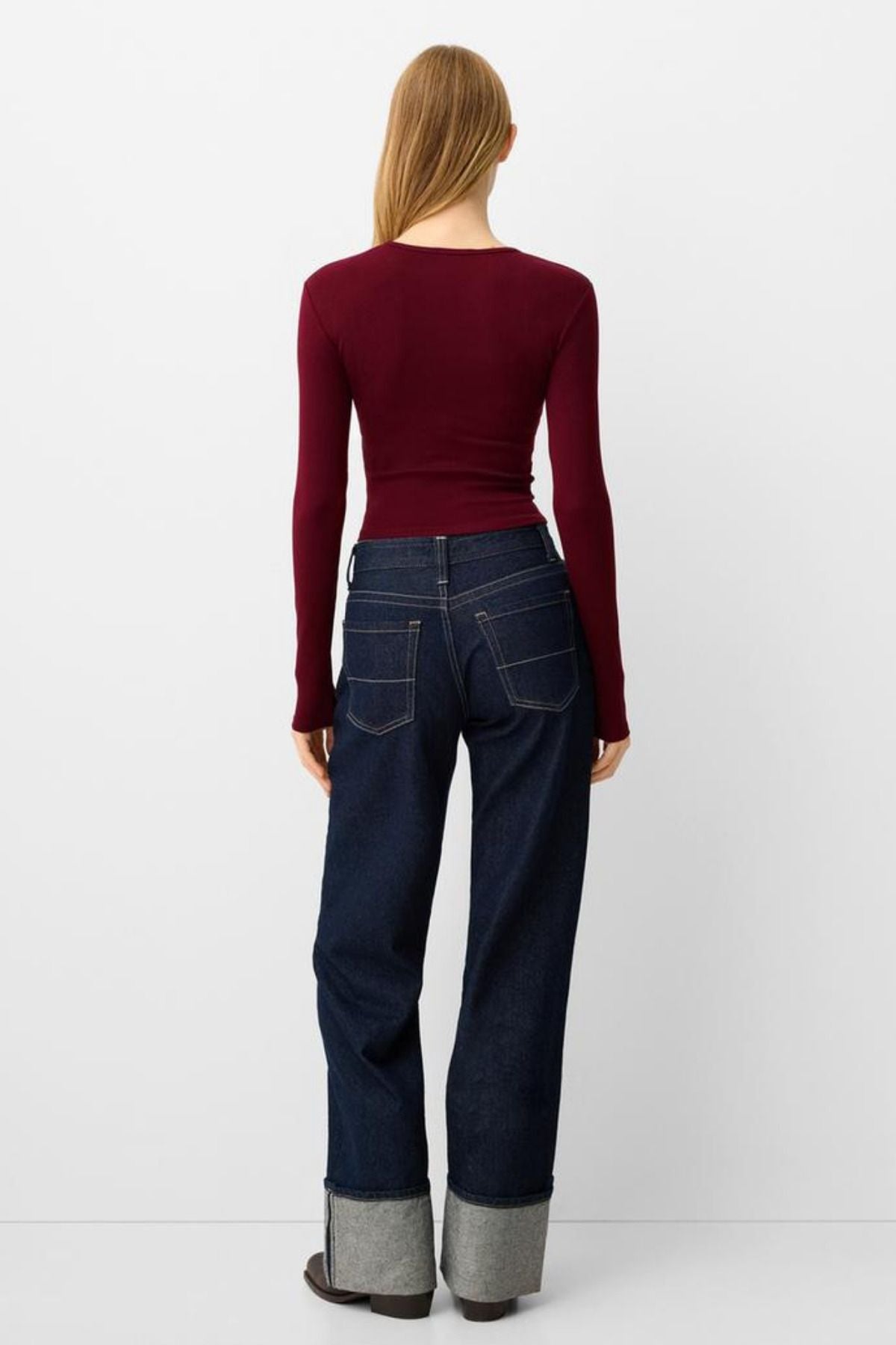 Kadın Bisiklet Yaka Basic Ultra Soft %100 Pamuk Uzun Kol Body