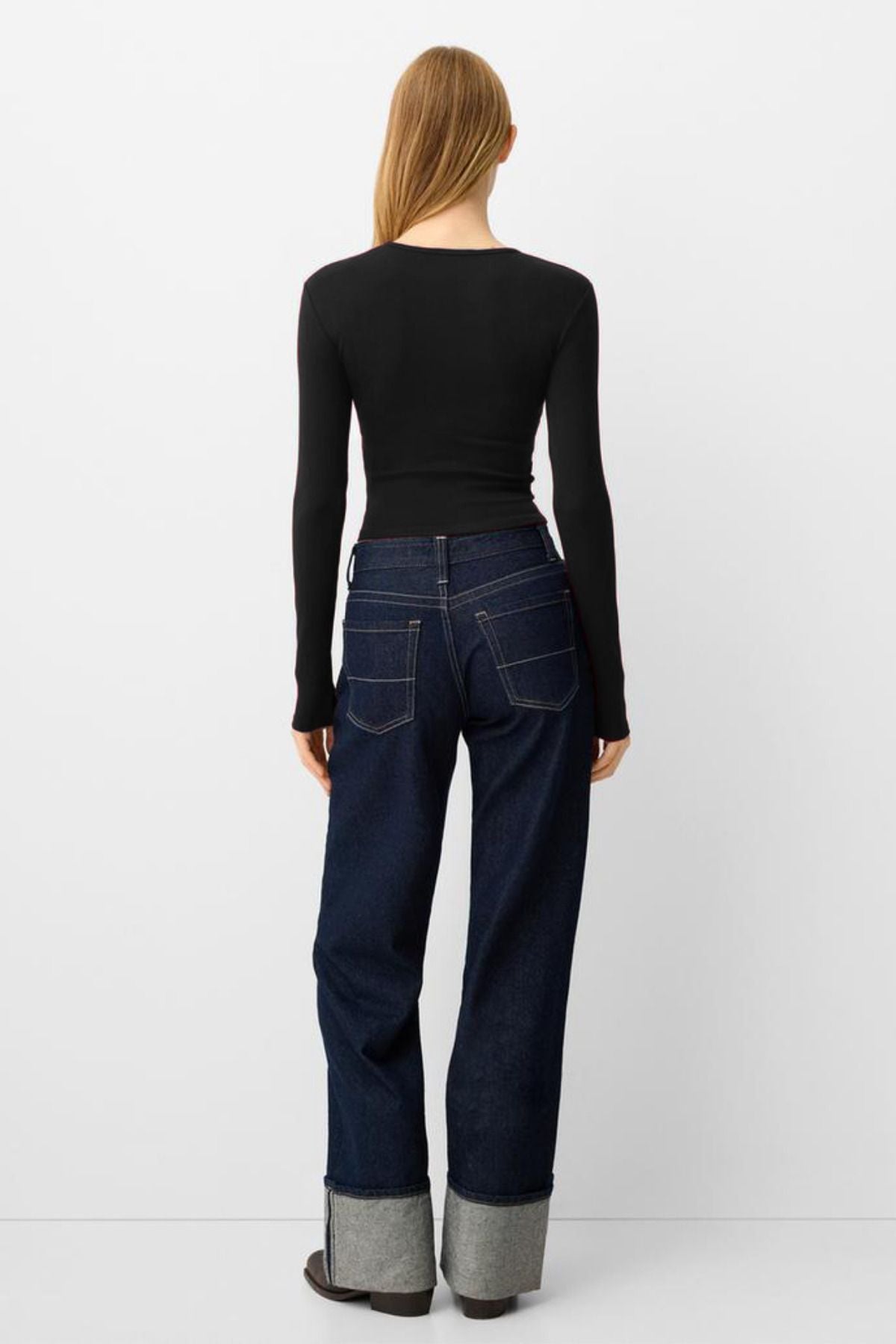 Kadın Bisiklet Yaka Basic Ultra Soft %100 Pamuk Uzun Kol Body