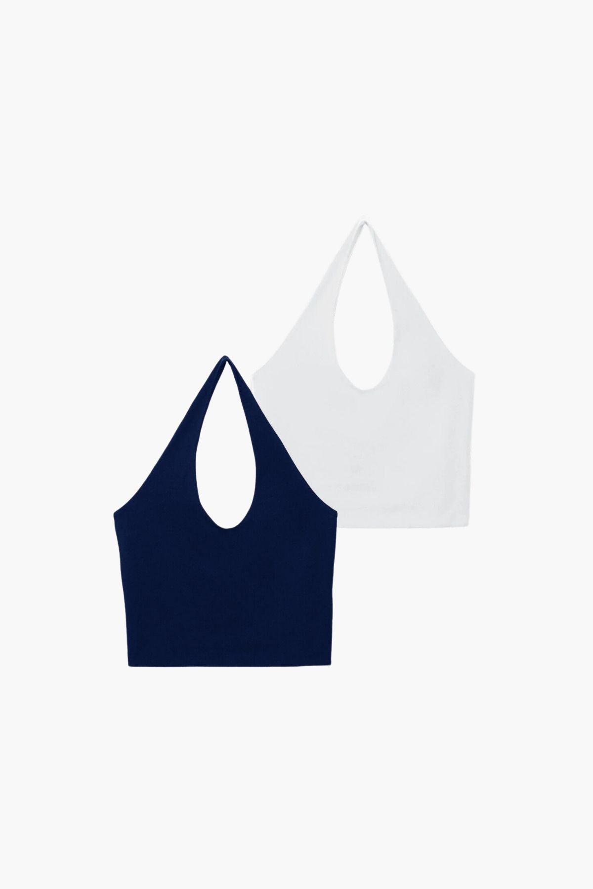 Kadın 2'li Halter Yaka Crop Top Body