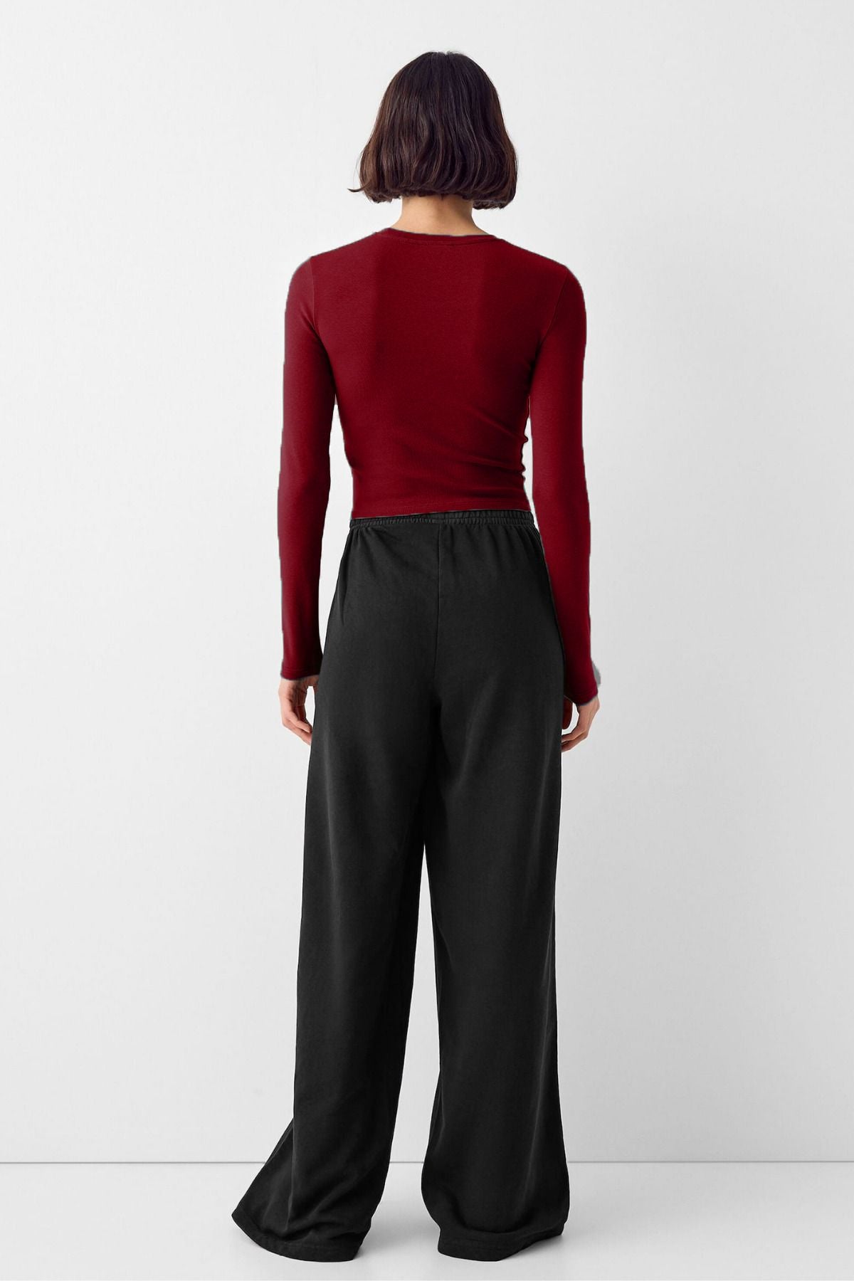 Kadın 3'lü Bisiklet Yaka Basic Ultra Soft %100 Pamuk Uzun Kol Bluz