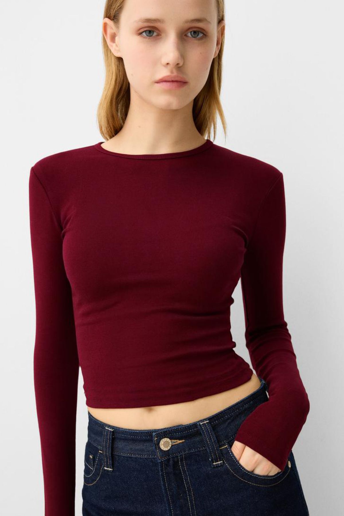 Kadın Bisiklet Yaka Basic Ultra Soft %100 Pamuk Uzun Kol Body