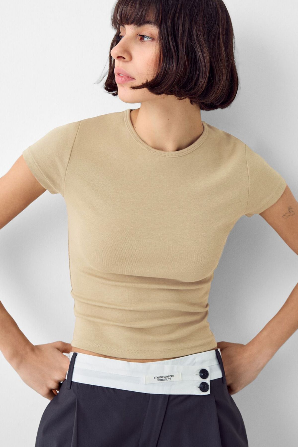 Kadın Bisiklet Yaka Basic Ultra Soft %100 Pamuk Kısa Kol Body