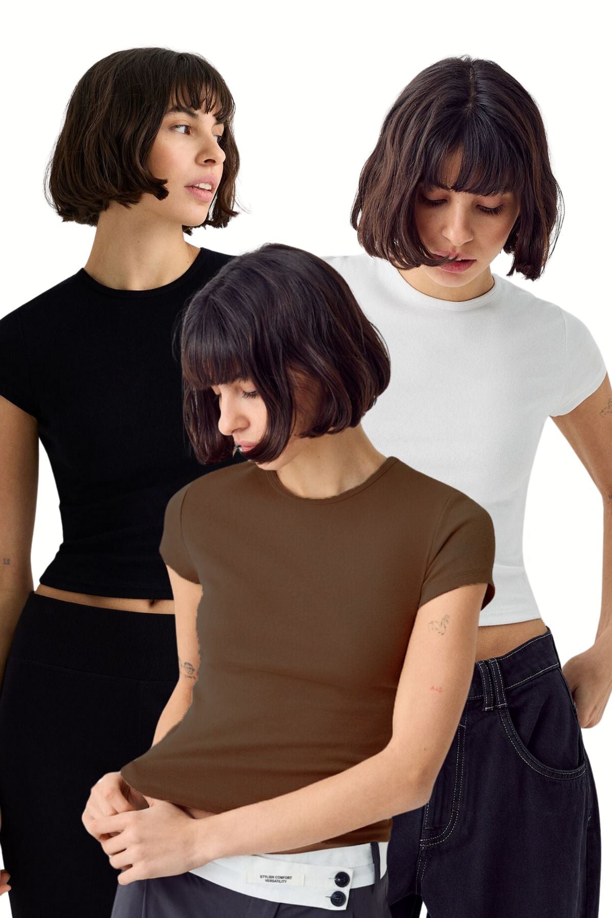 Kadın 3'lü Kısakol %100 Pamuk Body