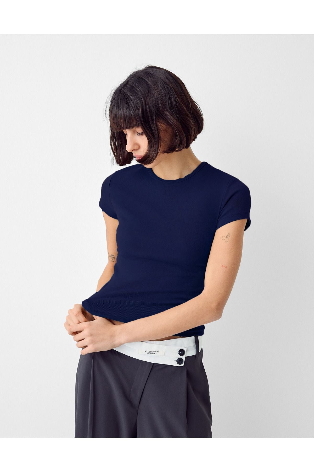 Kadın Bisiklet Yaka Basic Ultra Soft %100 Pamuk Kısa Kol T-Shirt