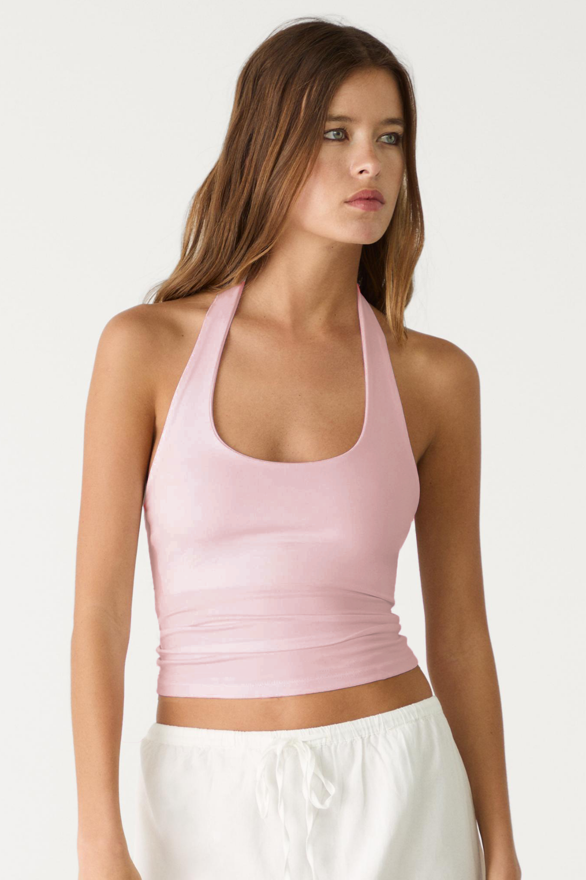 Kadın Halter Yaka Crop Top Body
