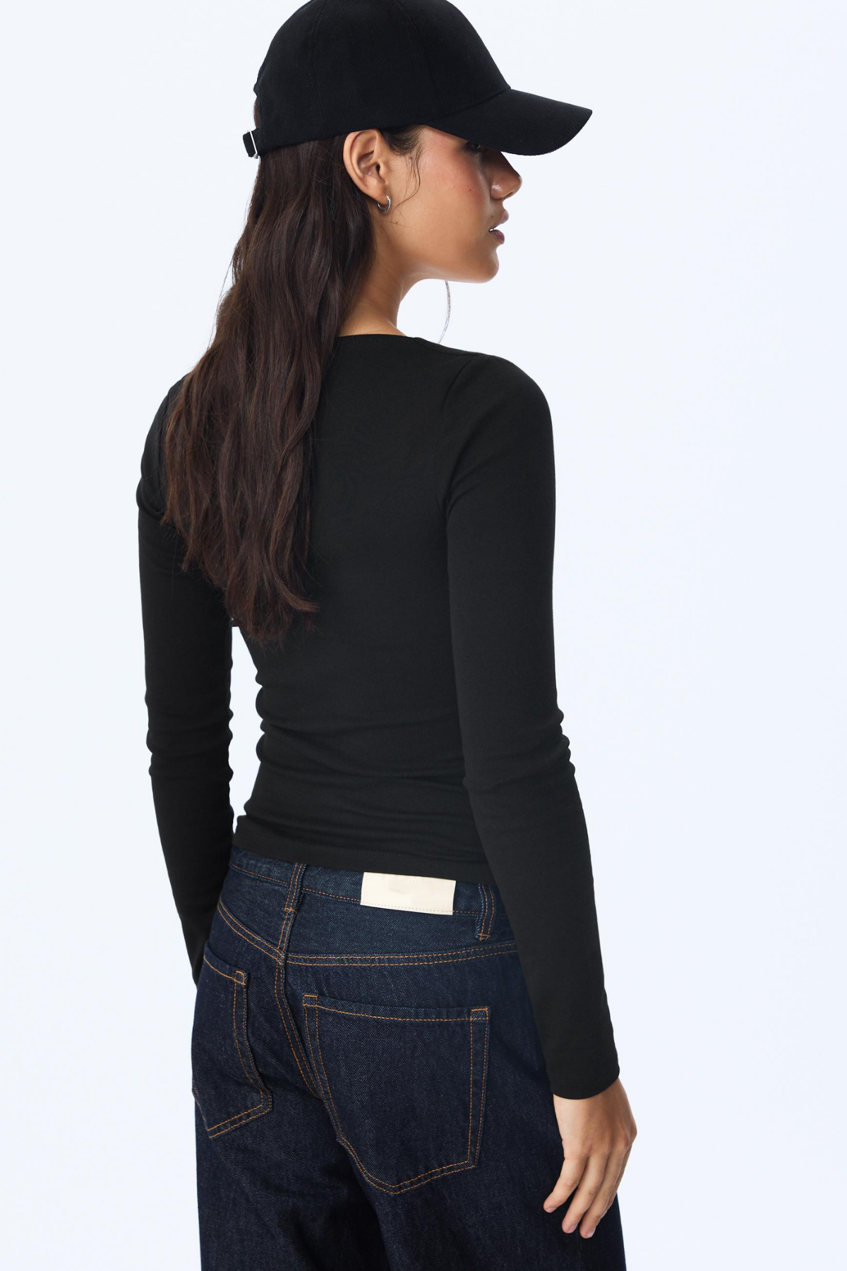 Kadın Antrasit Kare Yaka %95 Pamuk Uzun Kol Bluz