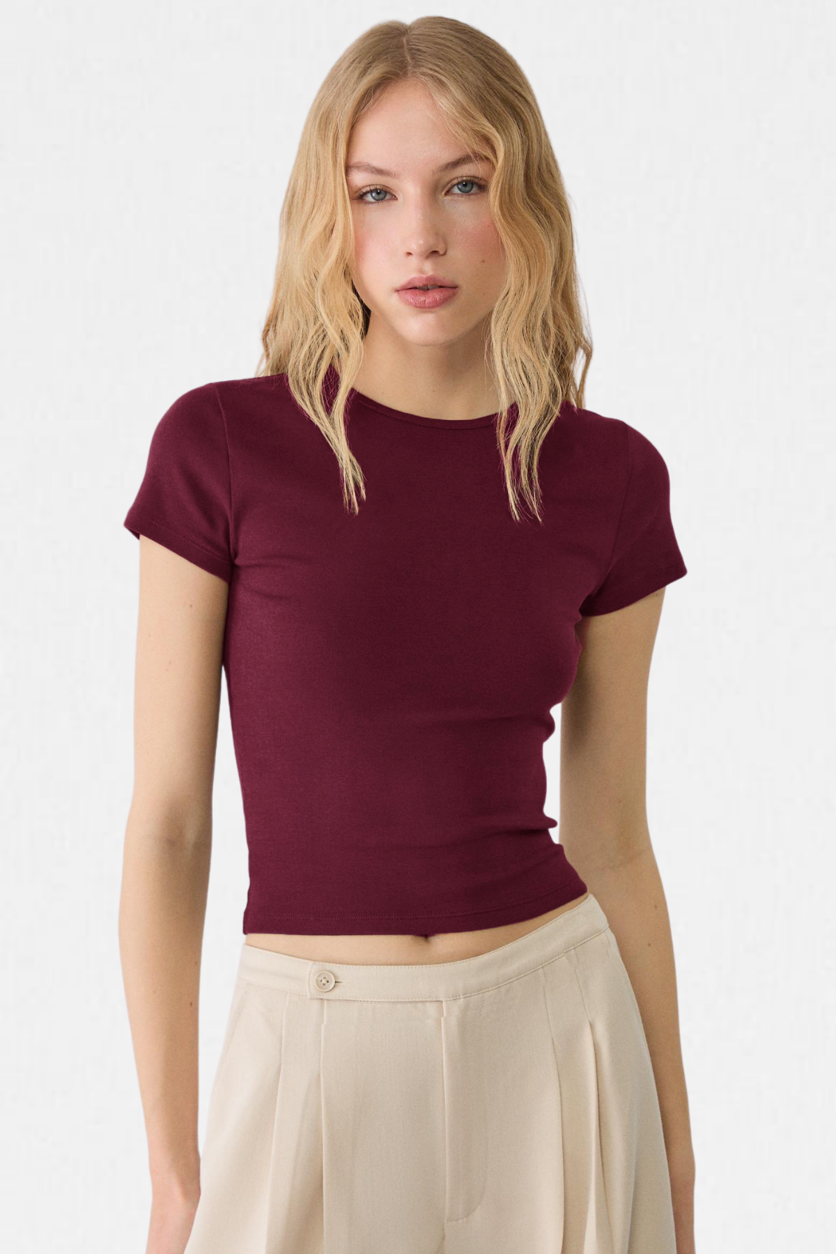 Kadın Bisiklet Yaka Basic Ultra Soft %100 Pamuk Kısa Kol Body