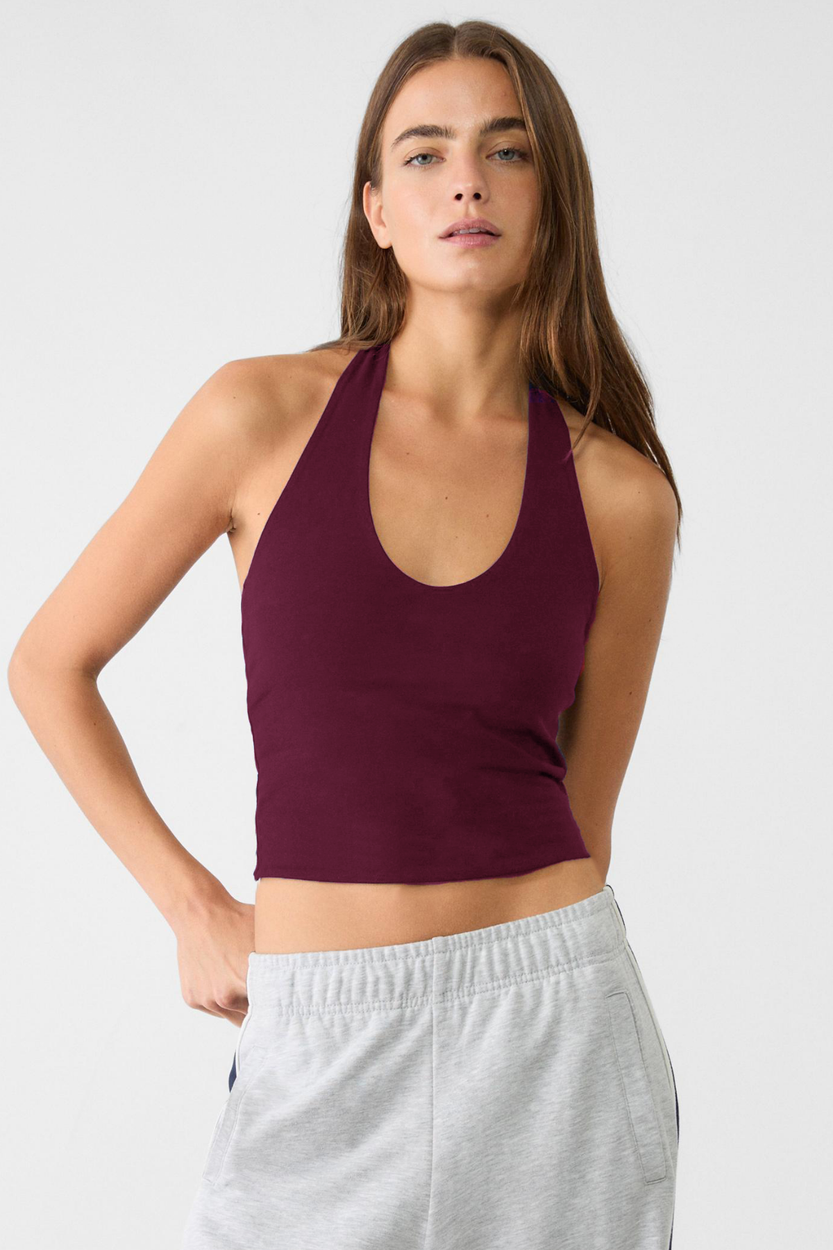Kadın Halter Yaka Crop Top Body