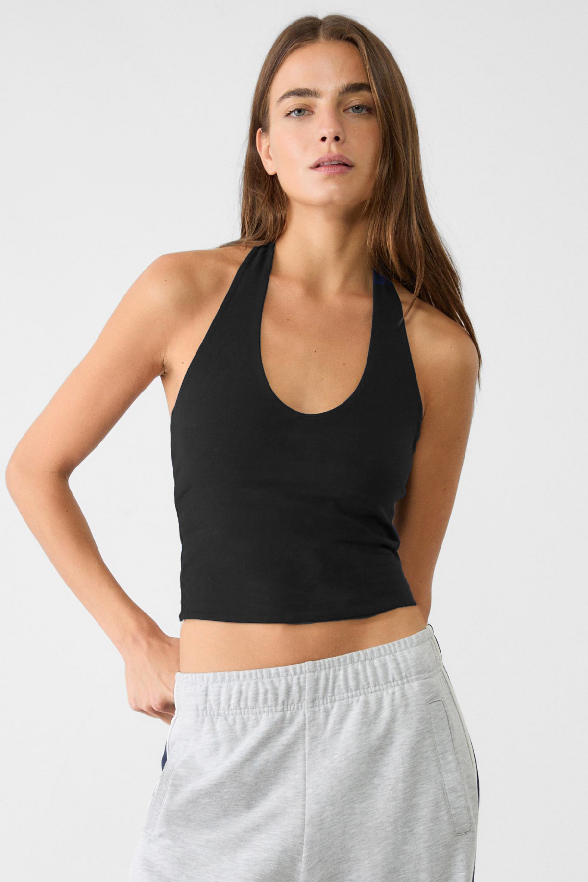 Kadın Halter Yaka Crop Top Body