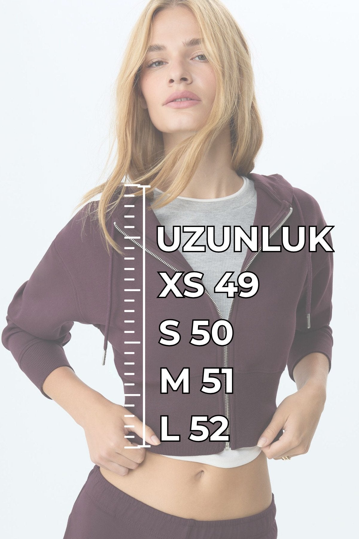 Kadın Kapüşonlu Fermuarlı Sweatshirt