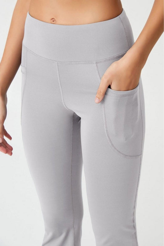 Kadın Yüksek Bel Toparlayıcı Çift Cepli Ispanyol Paça Tayt Bootcut