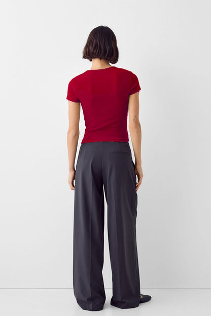 Kadın Bisiklet Yaka Basic Ultra Soft %100 Pamuk Kısa Kol Body
