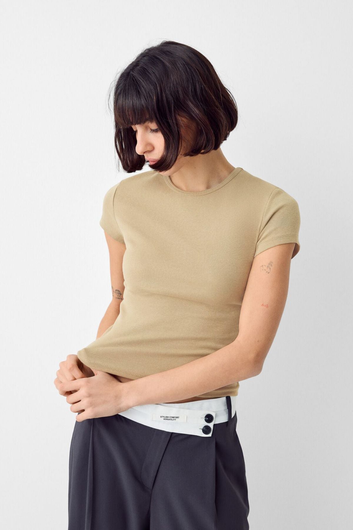 Kadın Bisiklet Yaka Basic Ultra Soft %100 Pamuk Kısa Kol Body