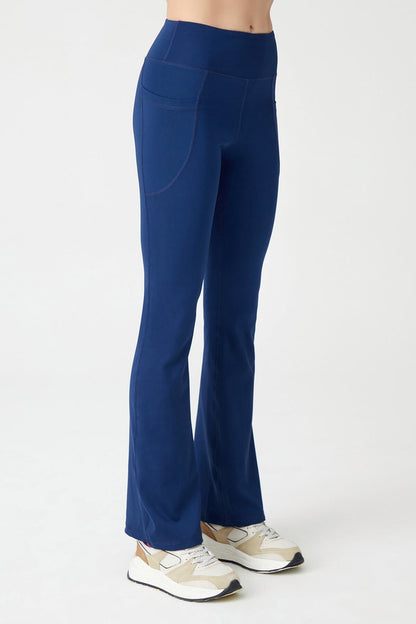 Kadın Yüksek Bel Toparlayıcı Çift Cepli Ispanyol Paça Tayt Bootcut