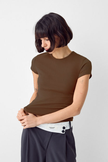 Kadın Bisiklet Yaka Basic Ultra Soft %100 Pamuk Kısa Kol Body