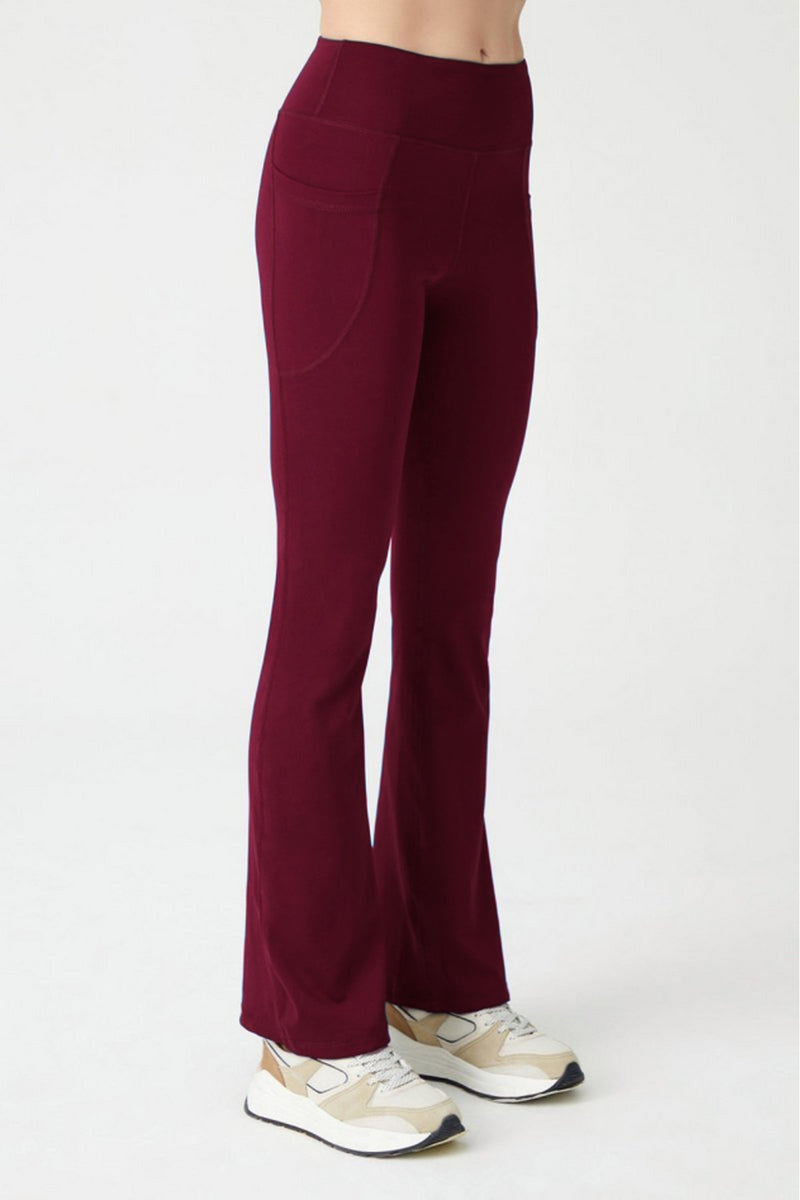 Women's High Waist Shapewear Double Pocket Flared Leggings Bootcut