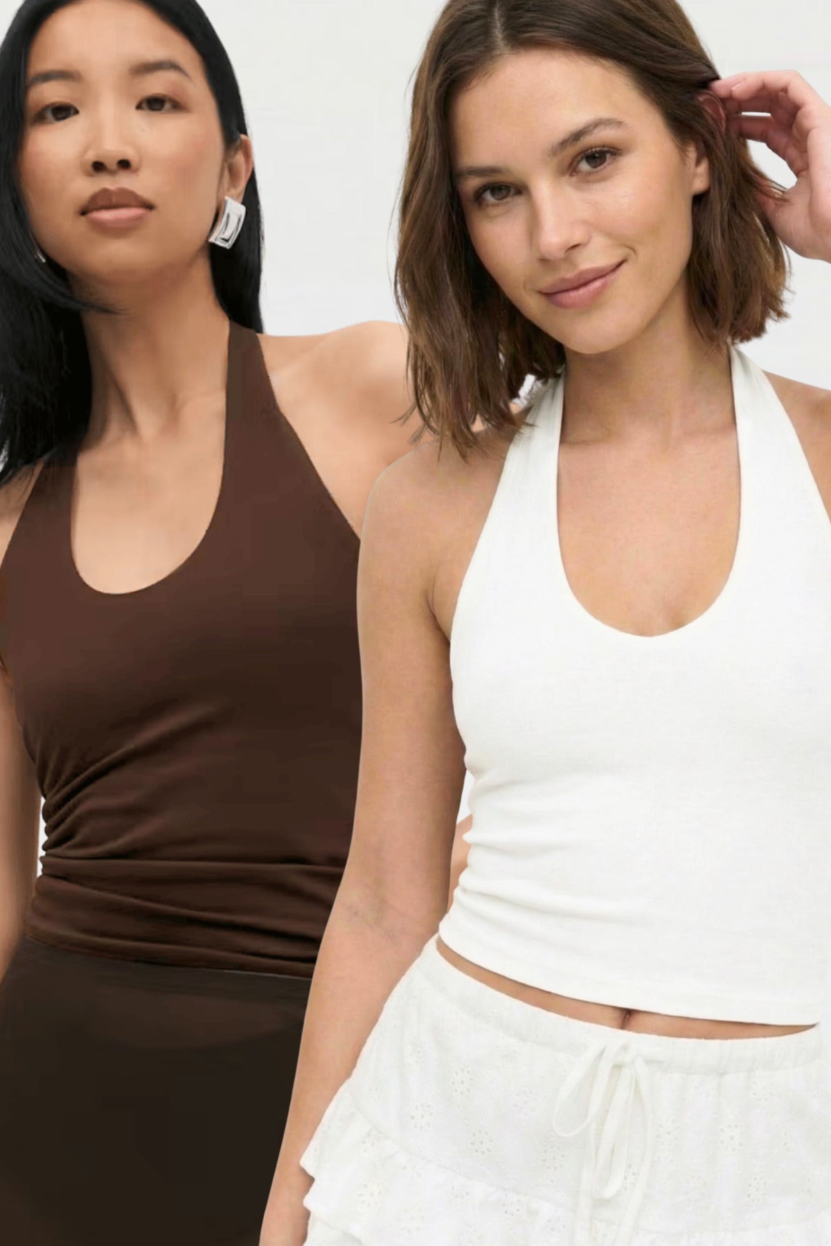 Kadın 2'li Halter Yaka Crop Top Body