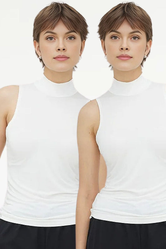 Beyaz 2'li Kolsuz Body Bluz