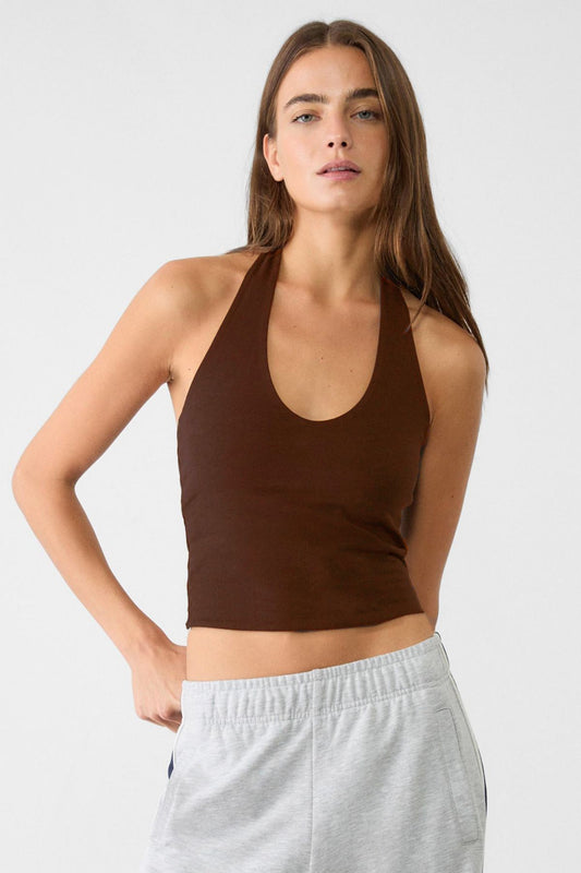 Kadın Halter Yaka Crop Top Body