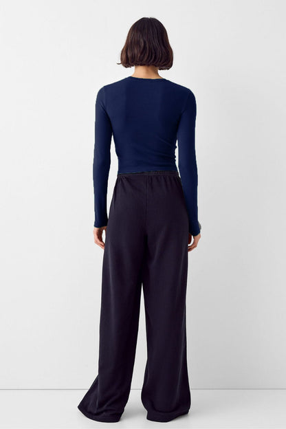 Kadın Bisiklet Yaka Basic Ultra Soft %100 Pamuk Uzun Kol Body