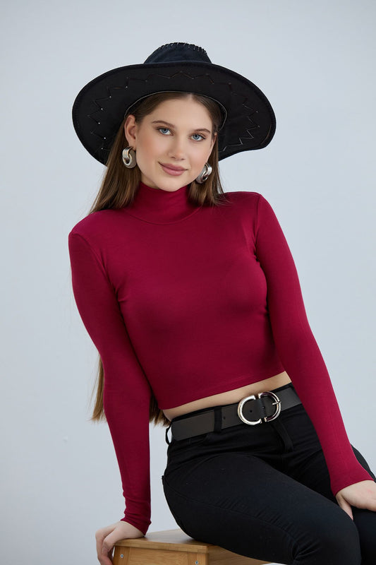 Kadın Boğazlı Basic Ultra Soft %100 Pamuk Uzun Kol Body