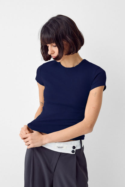 Kadın Bisiklet Yaka Basic Ultra Soft %100 Pamuk Kısa Kol Body