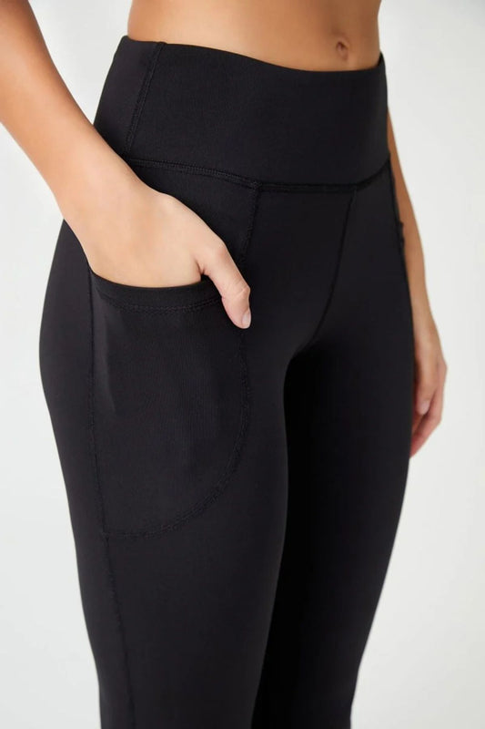 Kadın Yüksek Bel Toparlayıcı Çift Cepli Ispanyol Paça Tayt Bootcut