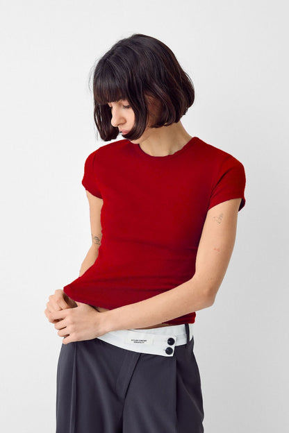 Kadın Bisiklet Yaka Basic Ultra Soft %100 Pamuk Kısa Kol Body