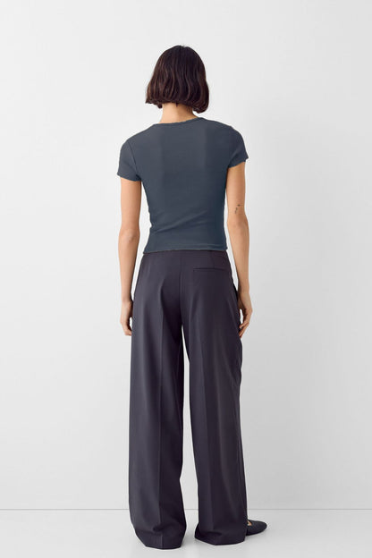 Kadın Bisiklet Yaka Basic Ultra Soft %100 Pamuk Kısa Kol Body