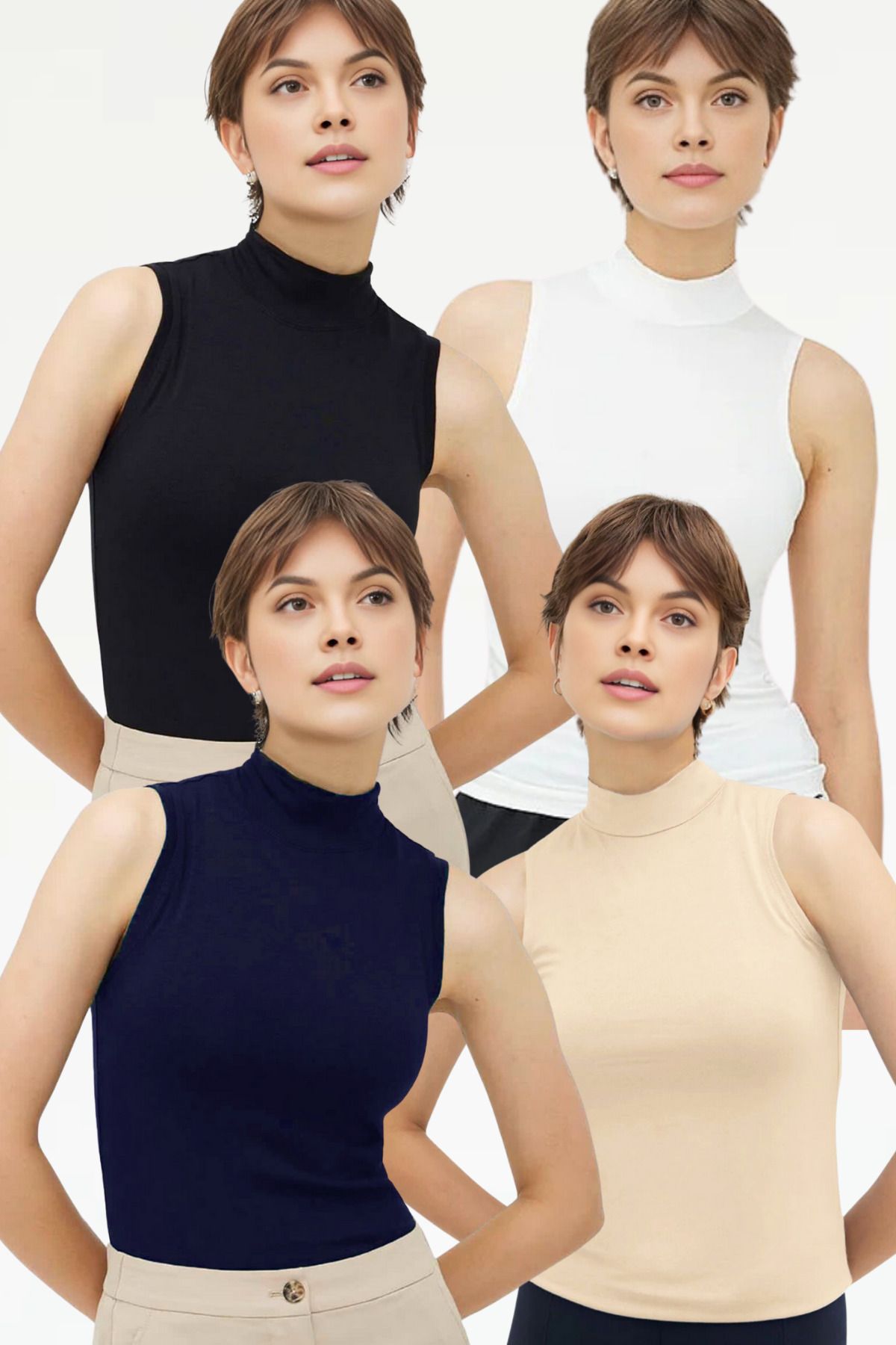 4'lü Kolsuz Body Bluz