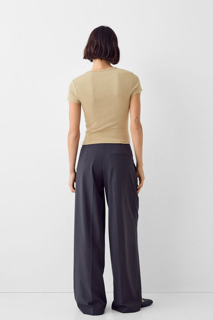 Kadın Bisiklet Yaka Basic Ultra Soft %100 Pamuk Kısa Kol Body