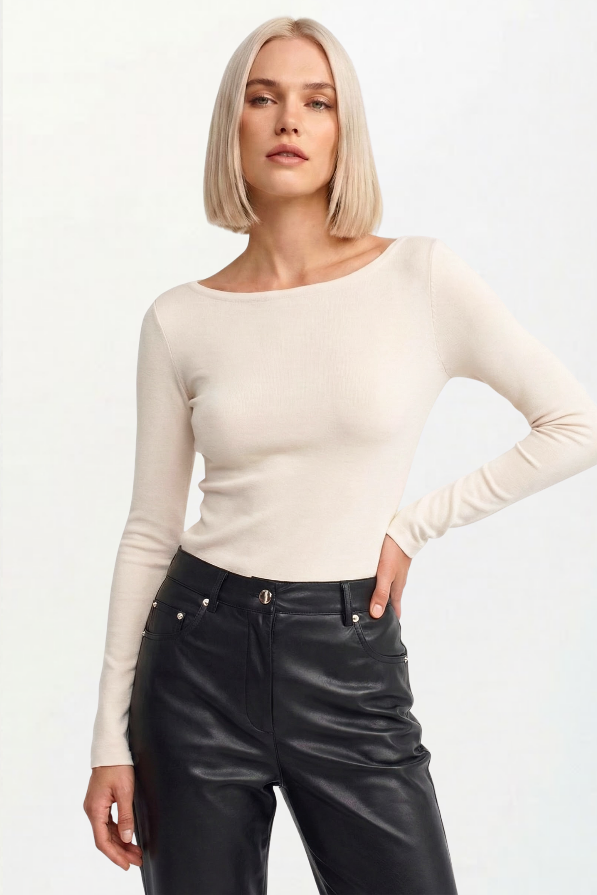 Women's Boat Neck Long Sleeve Top 100% Cotton