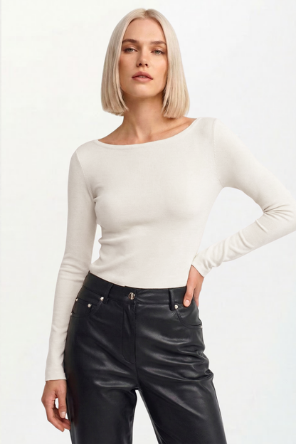 Women's Boat Neck Long Sleeve Top 100% Cotton