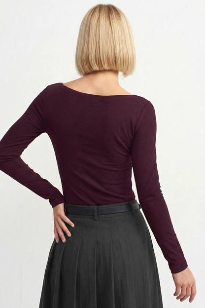 Women's Boat Neck Long Sleeve Top 100% Cotton