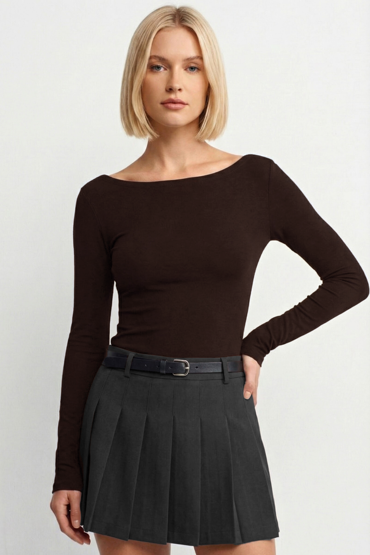 Women's Boat Neck Long Sleeve Top 100% Cotton