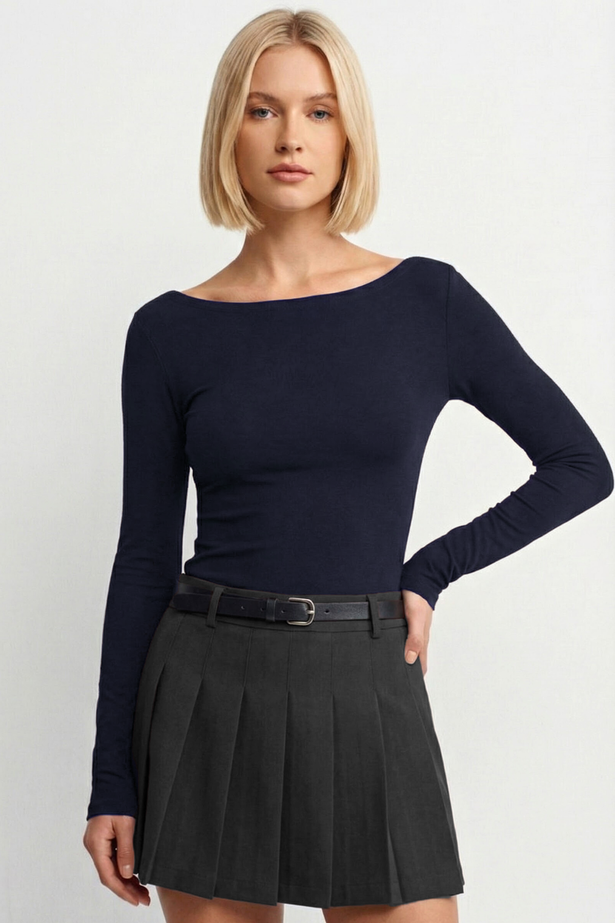 Women's Boat Neck Long Sleeve Top 100% Cotton