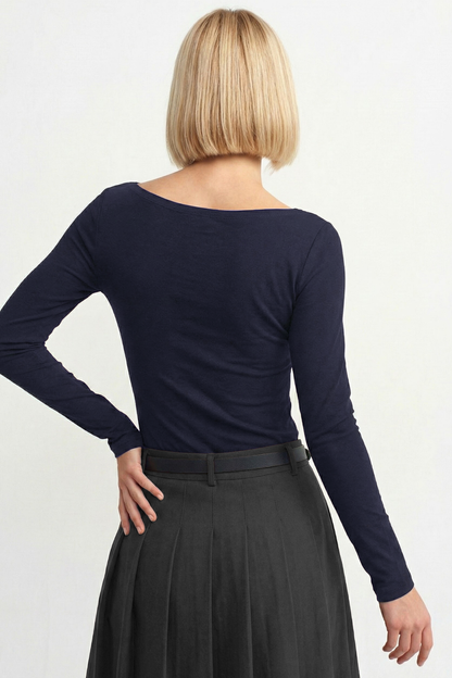 Women's Boat Neck Long Sleeve Top 100% Cotton