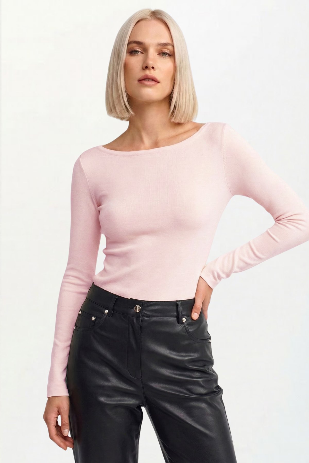 Women's Boat Neck Long Sleeve Top 100% Cotton