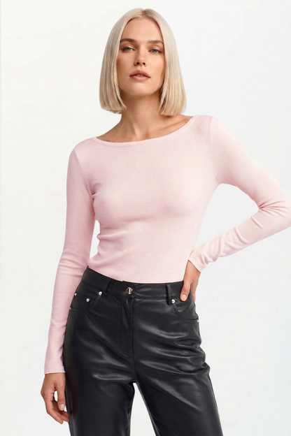 Women's Boat Neck Long Sleeve Top 100% Cotton
